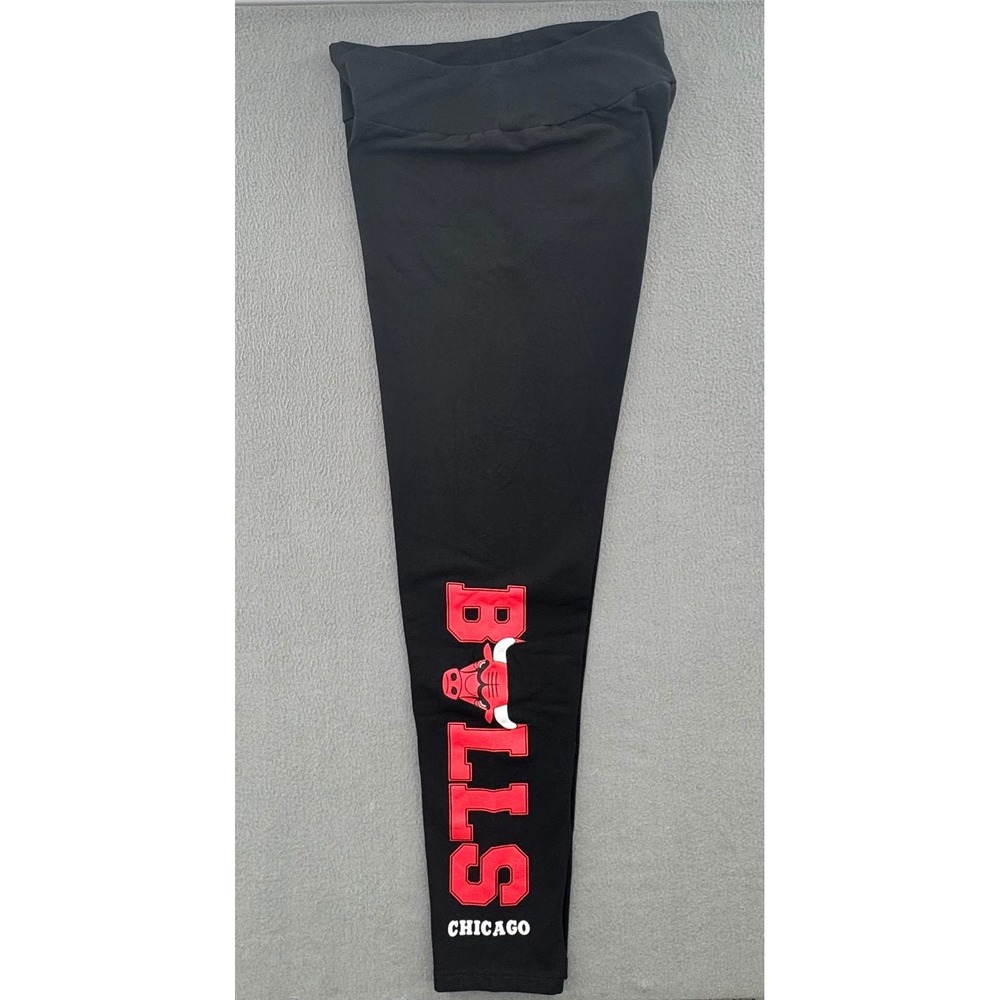 NBA Chicago Bulls Leggings S Black Graphic Logo Pants Basketball Activewear Fan